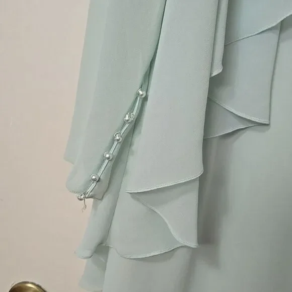Ursula of Switzerland Special Occasion Dress Size 15/16 Aqua Dress Vtg Flaw - Picture 5 of 8